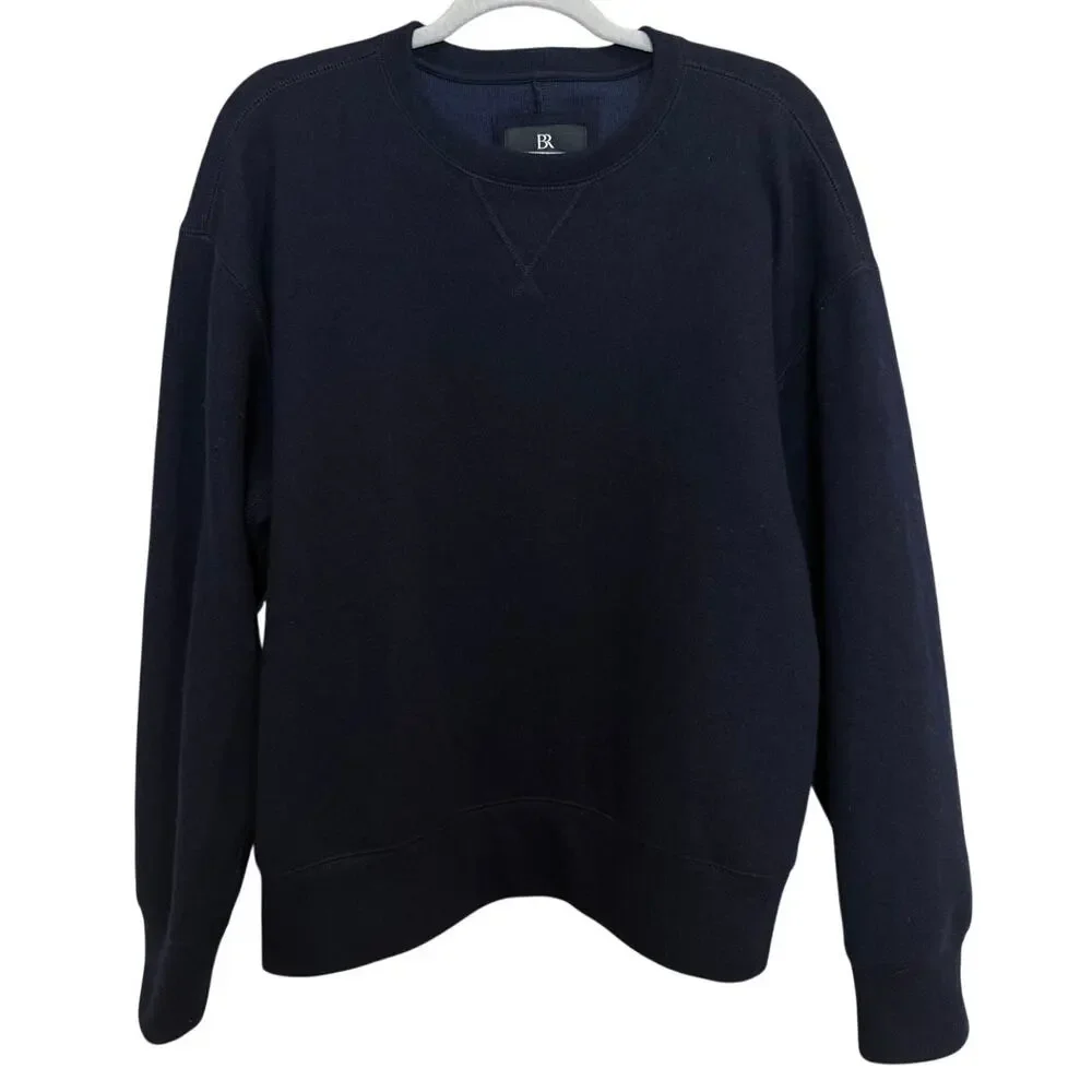 Banana Republic Navy Blue Wool Brushed Crew Neck Long Sleeve Sweater Men's Large